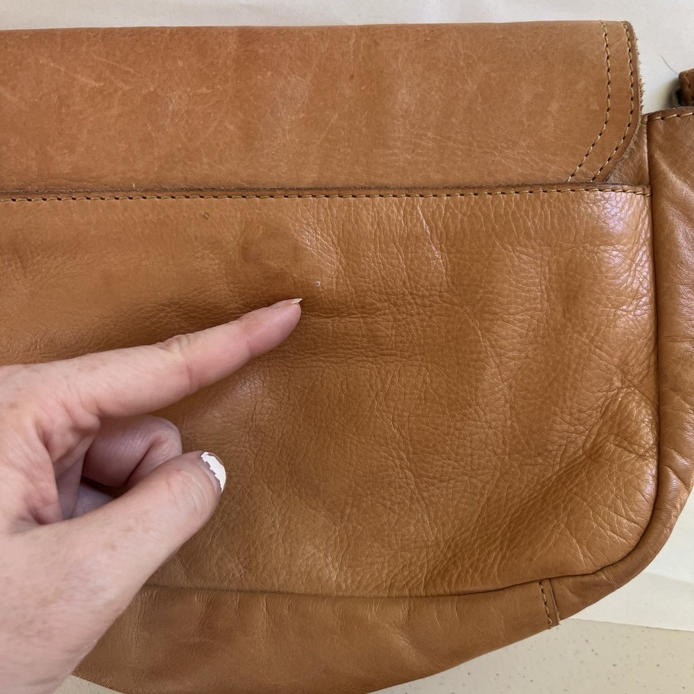 Leather Crossbody Bag Buckle Pockets Soft Utility Boho Heritage Cottagecore - Picture 11 of 11
